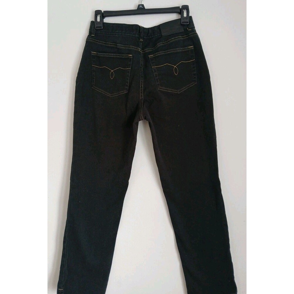 Lauren Jeans Co. Ralph Lauren Black Straight-Skinny Gold Stitch/Button Size 4 - Picture 7 of 16